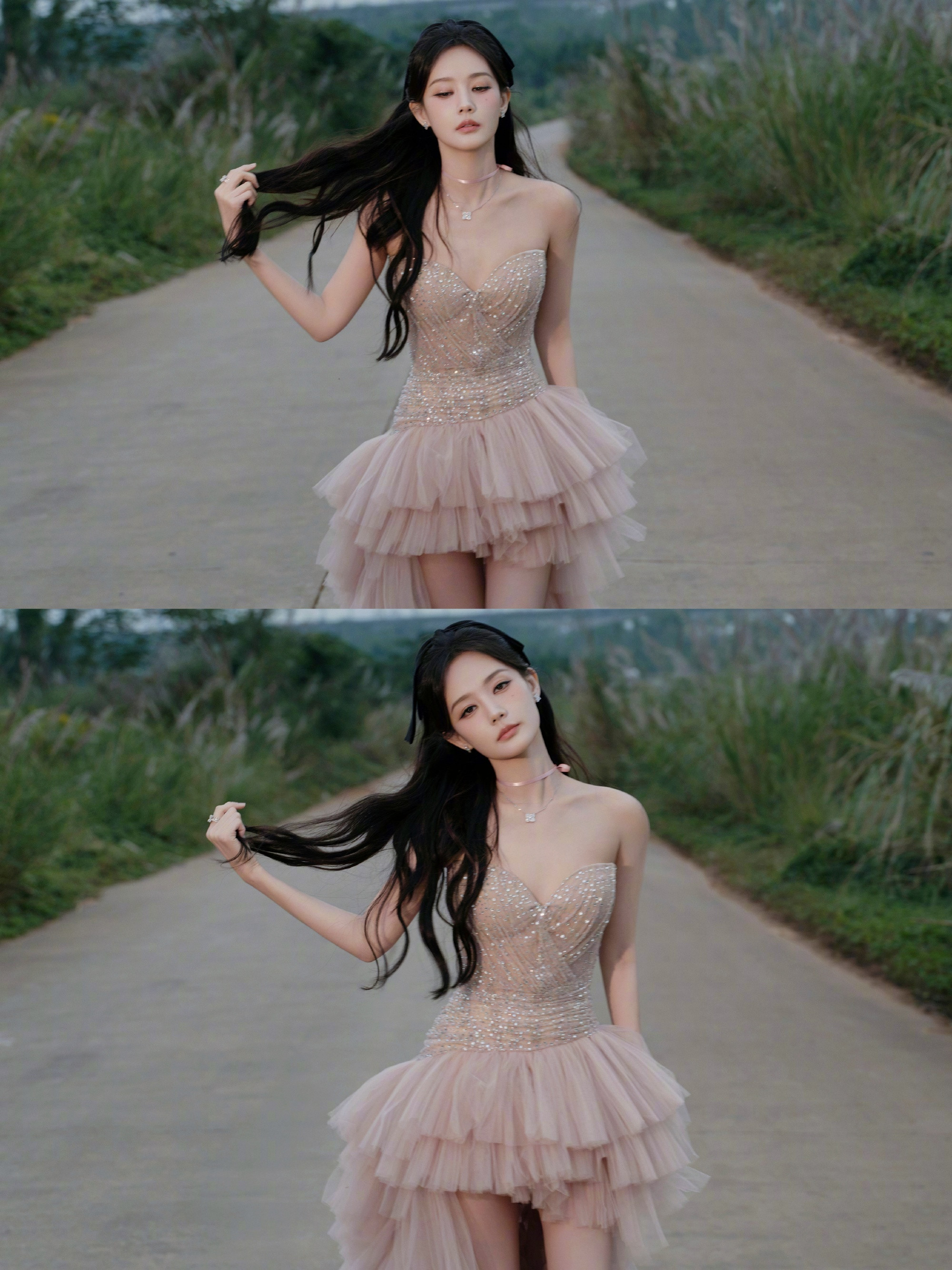 李一桐在逃公主来啦：一袭拖尾人鱼姬公主裙，迷人又俏皮。李一桐