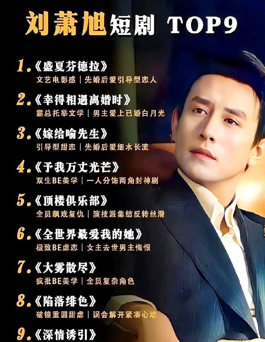 🔥刘萧旭短剧TOP9！剧荒必冲！这42部短剧类型真全，文艺先婚后爱、霸总追
