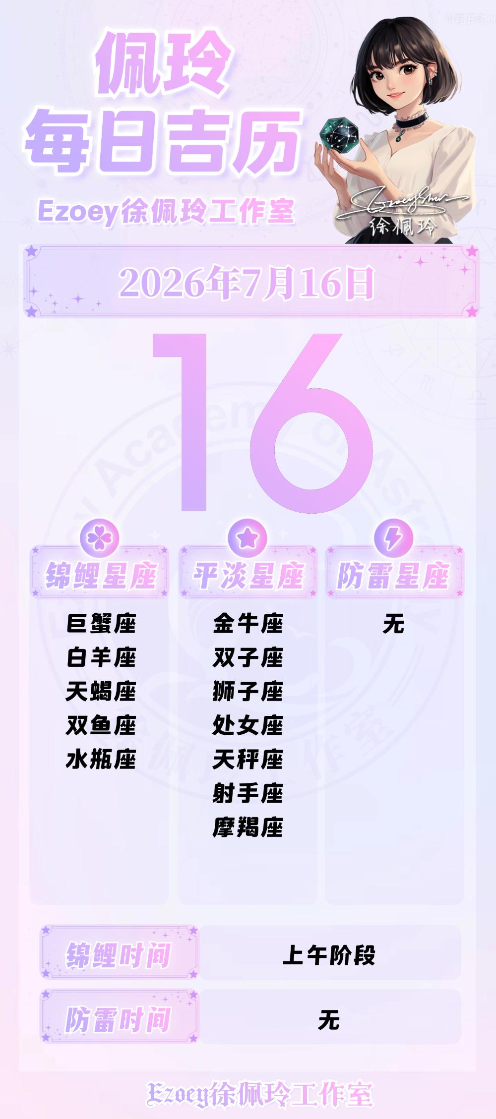 【7.16日播报】浪漫惊喜日锦鲤星座：巨蟹座、白羊座、天蝎座、双鱼座、水瓶座—