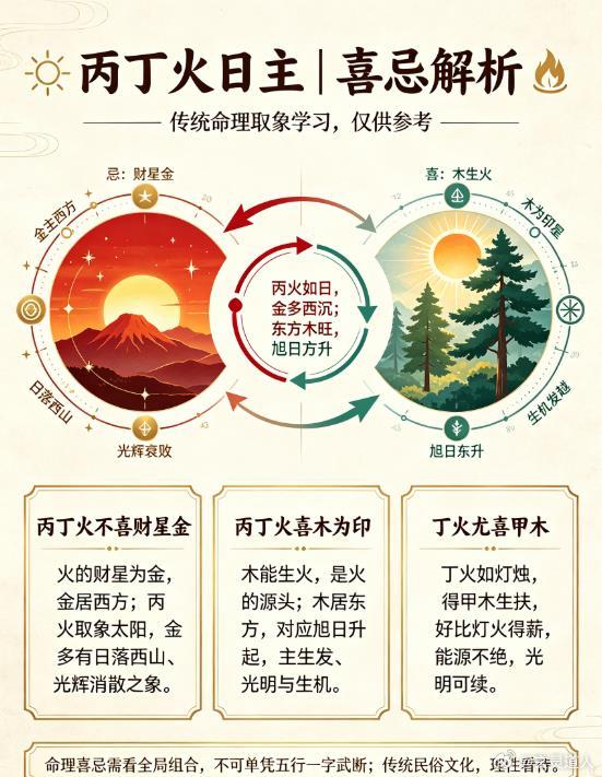 【十天干喜忌｜丙丁火日主】道家文化玄灵道人丙丁火日主，大多不喜财星金，其中以丙火最明显。火的财星为金