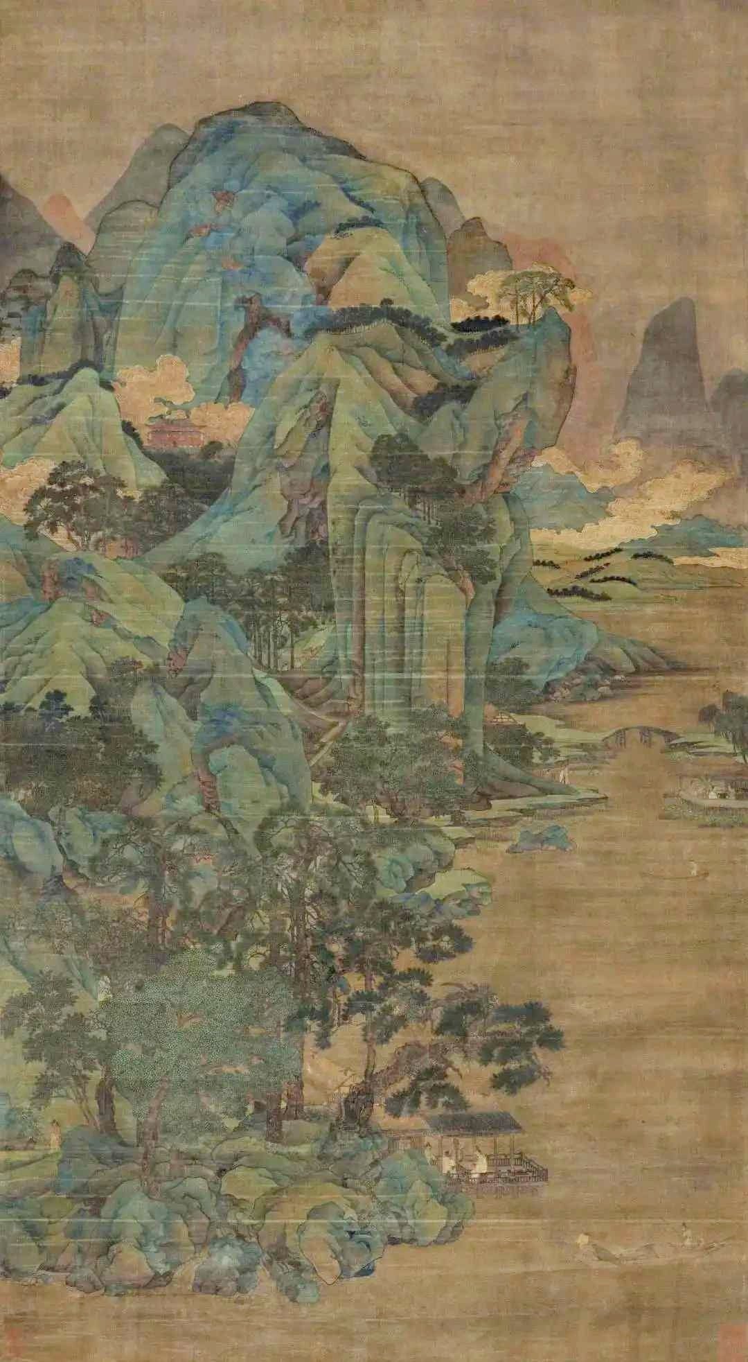 元胡廷晖《白云出岫图》。胡廷晖，元代画家，吴兴（今浙江湖州）人，与赵孟頫同籍。