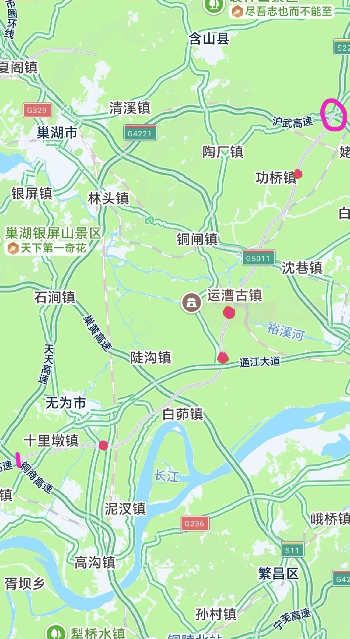 ［宁九高速和县至无为段地图已全部标注］前一段时间，和县至无为段