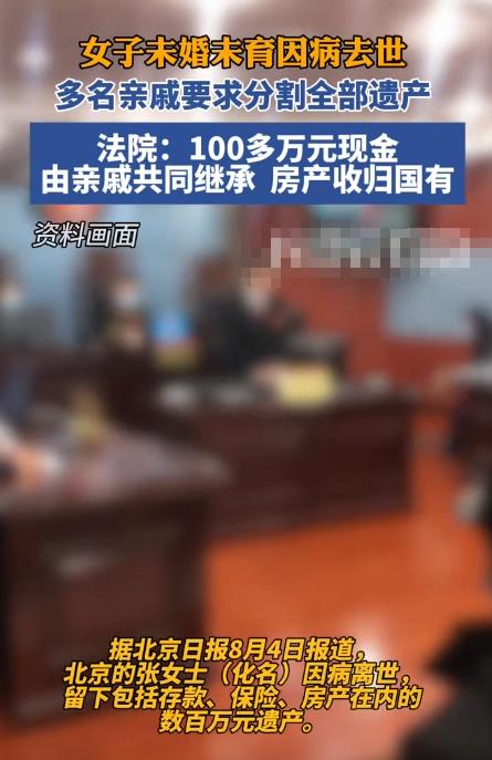 “白嫖成功了？”北京一女子因病去世，留下一套价值400万的房子和100多万现金，