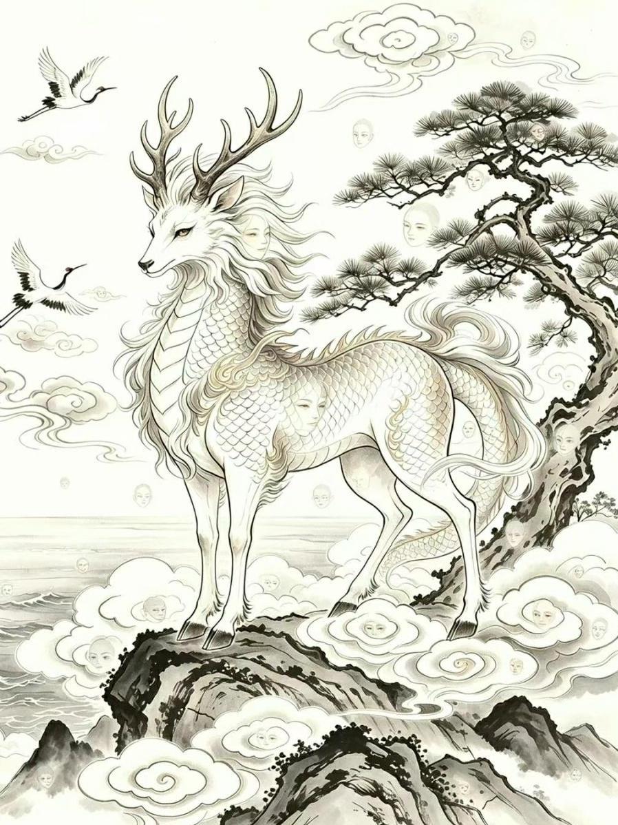 眼力大挑战！这张瑞兽图藏满人脸来测测你的观察力，这张国风瑞兽图太考验眼神了