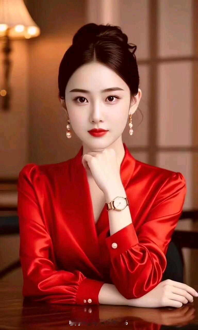 穿红色衣服的小姐姐在思考。