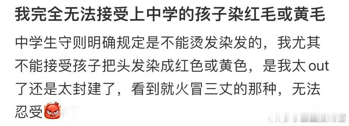 我完全无法接受上中学的孩子染红毛或黄毛