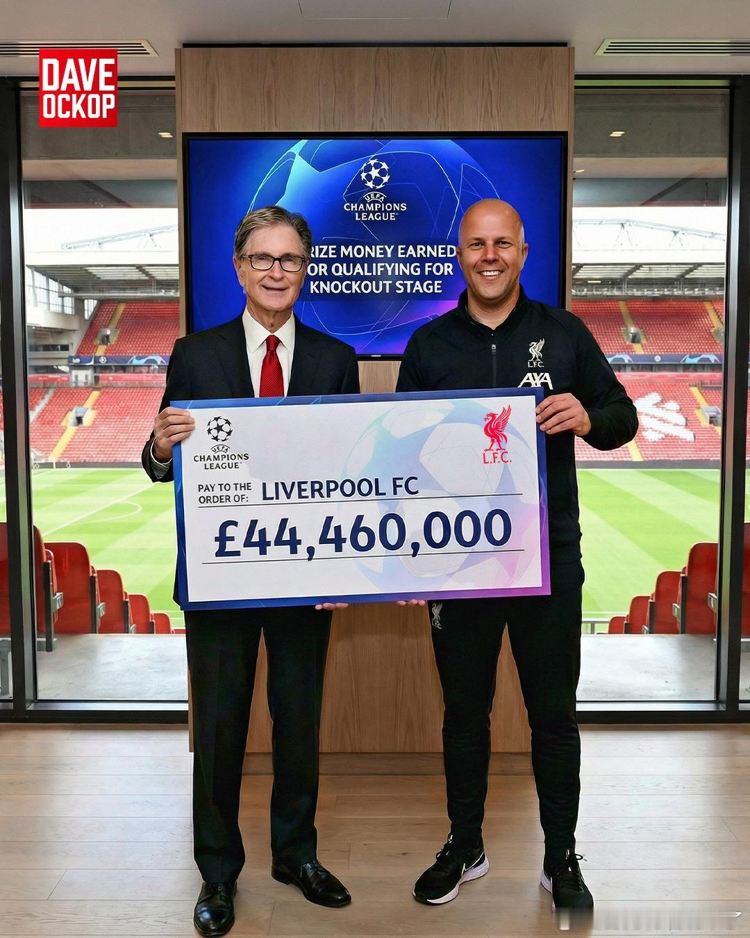 利物浦凭借晋级欧冠淘汰赛阶段，已从欧冠赛事中获得总计4460万英镑的奖金收入。?