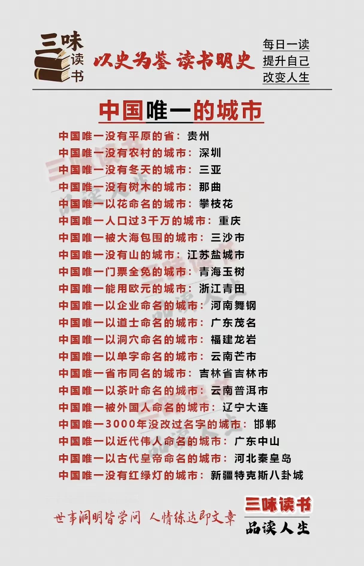 每个地方，每个城市，每个省会，都有自己独特的一面。中国各地的唯一的与众不同的一