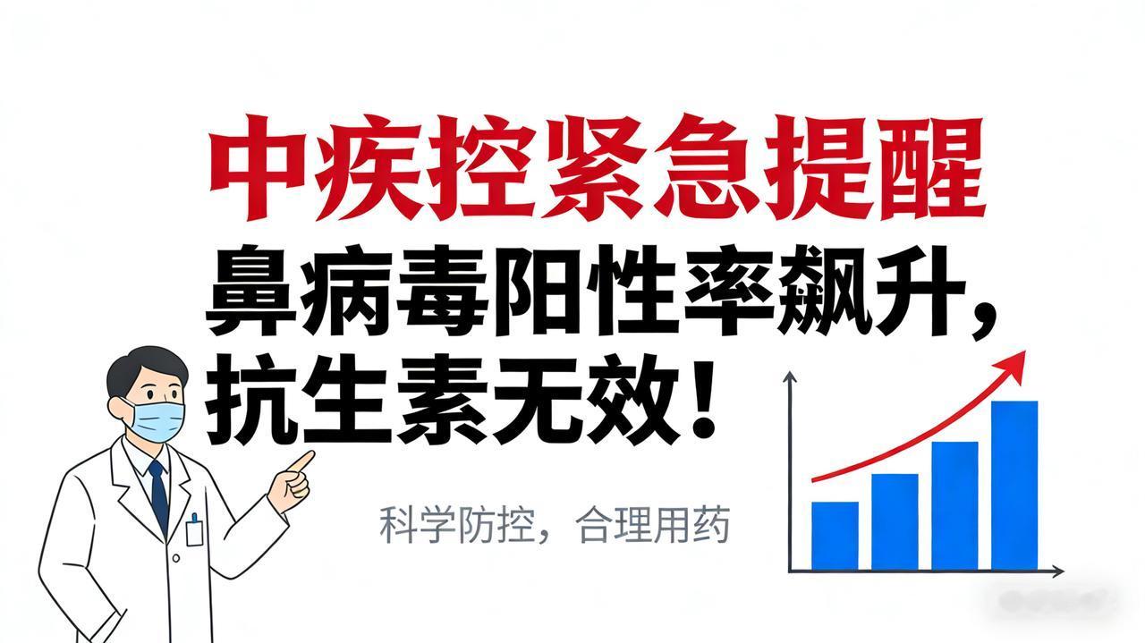 中疾控紧急提醒：鼻病毒阳性率飙升，抗生素无效！标题：无药可救！门急诊阳性率飙升