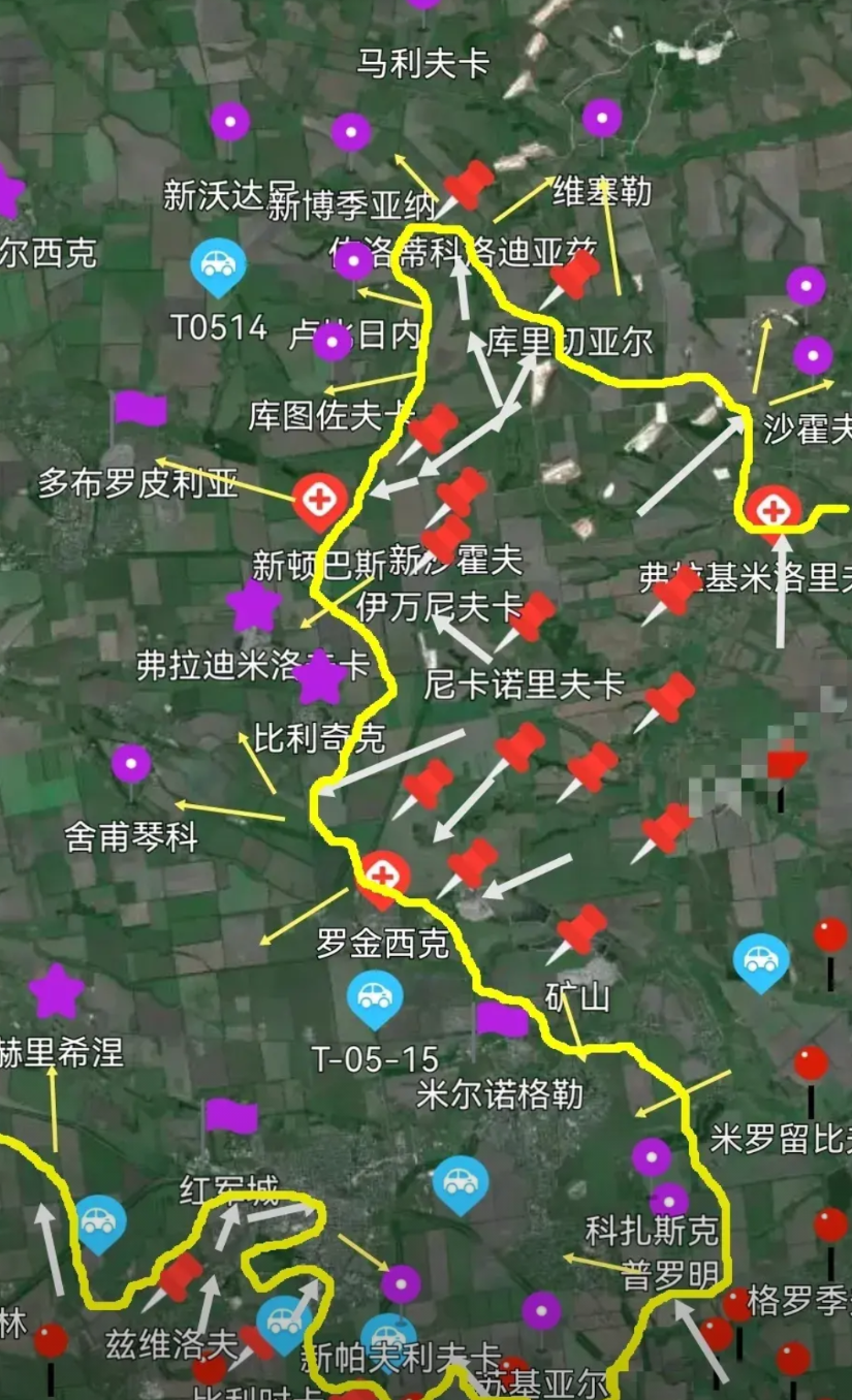 乌军防线崩了！在红军城北，过去3天内，俄军已完全攻克尼卡诺里夫卡、新沙霍夫、鲁比