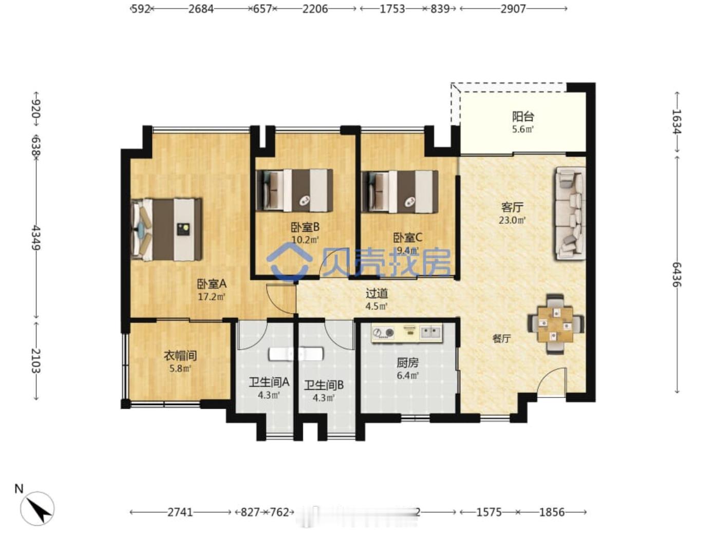 南山润玺最近成交价格都不错。二期4栋57楼05户型，东北朝向，119平，1623