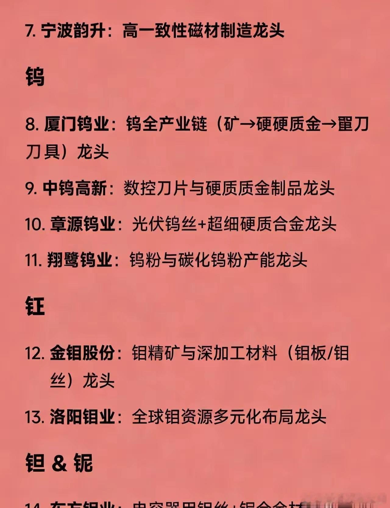 战略稀有金属30家龙头全梳理稀土-北方稀土：轻稀土资源+分离龙头-中国稀土：