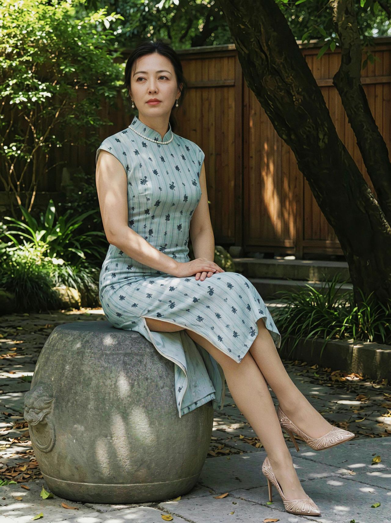 反感的人却说，古法旗袍本来配布鞋才正宗，高跟生硬破坏古韵，踩着高跟拘谨别扭，丢了