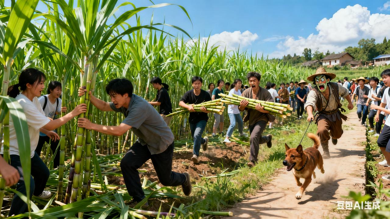 近期，四川眉山“甘蔗哥”童鹏飞的甘蔗地因“真人版偷甘蔗”体验爆火全网，日均上千游