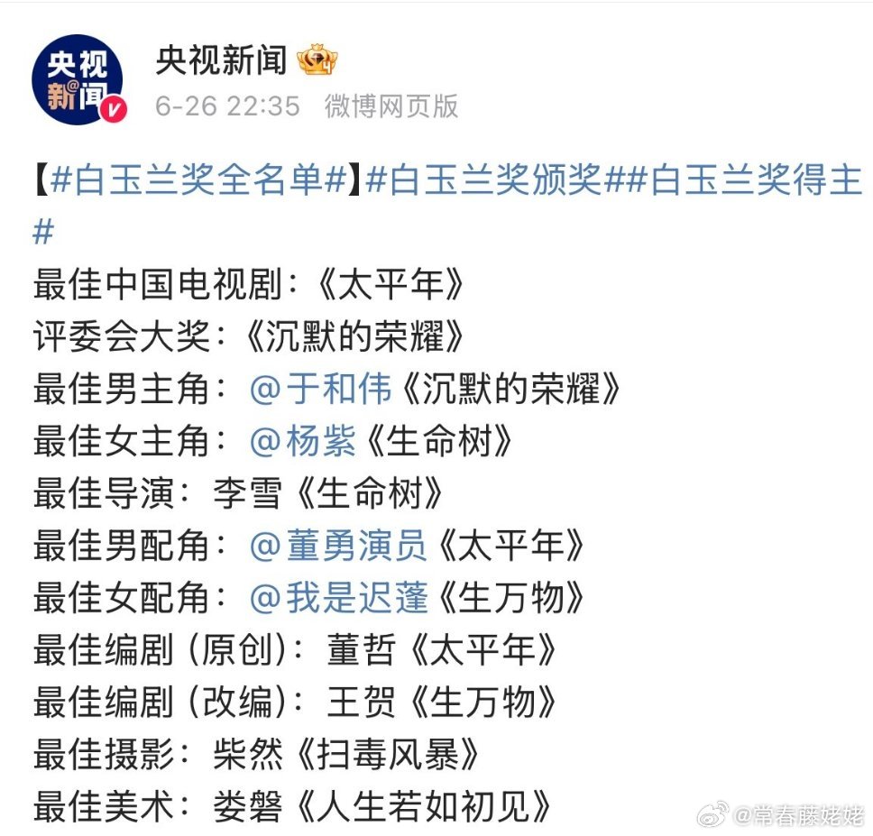 董勇获奖的时候说昨晚他就知道自己拿奖，所以昨晚的晚宴上所有获奖的人就知道了，你们