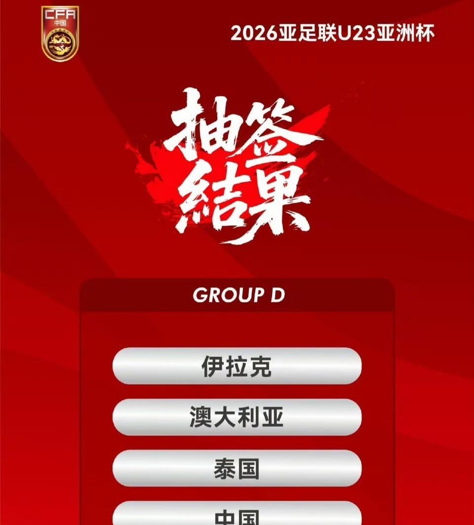 2026年U23亚洲杯～中国U23与澳大利亚同组！刚刚结束的2026年U23亚