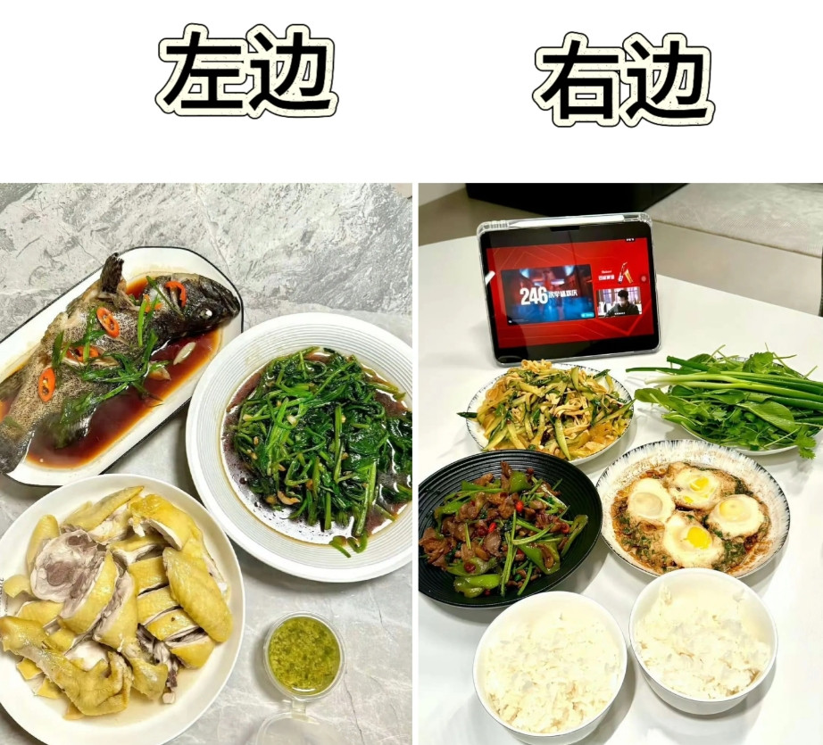 如果这是你的晚餐，左边和右边，你会怎么选？