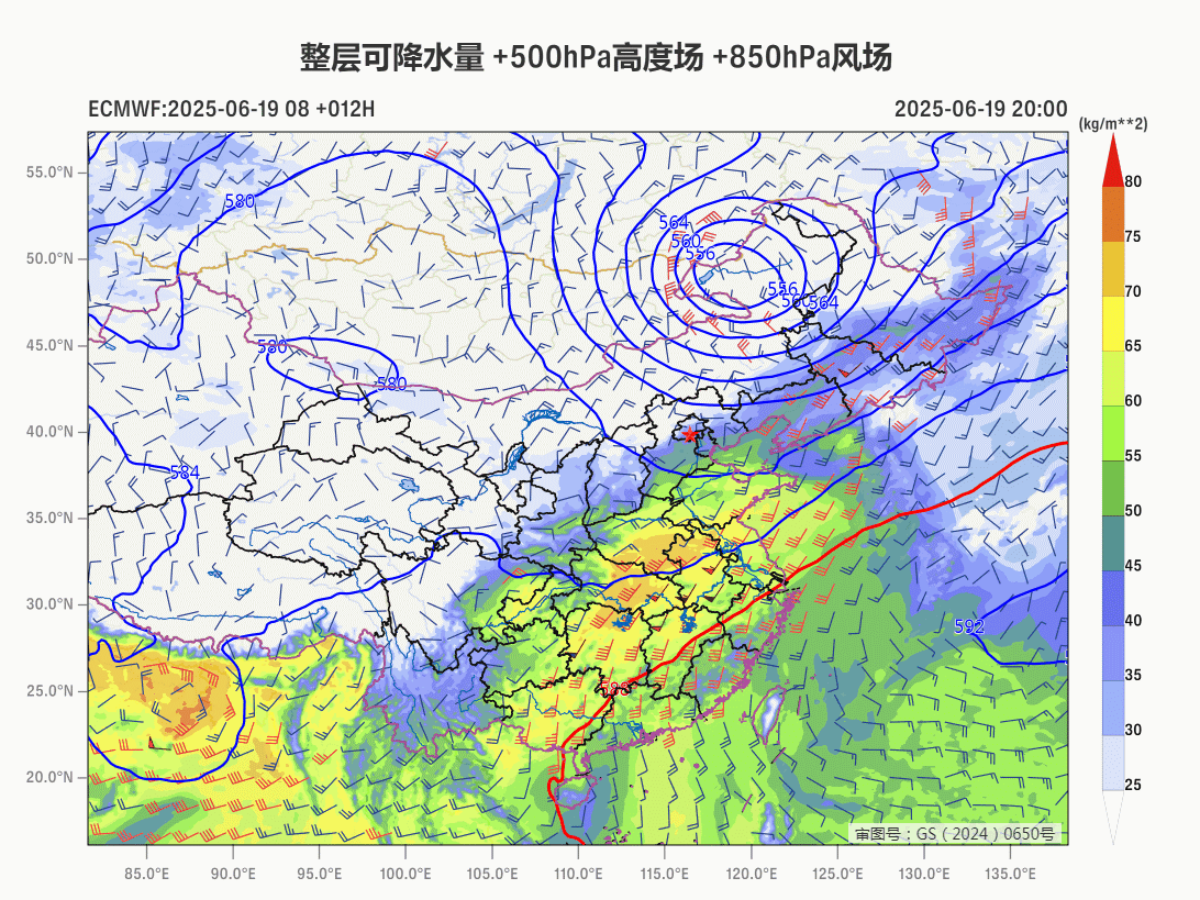 【暴雨预警升级】未来低空西南风将水汽不断从南海以及孟加拉湾，沿着副热带高压边缘，