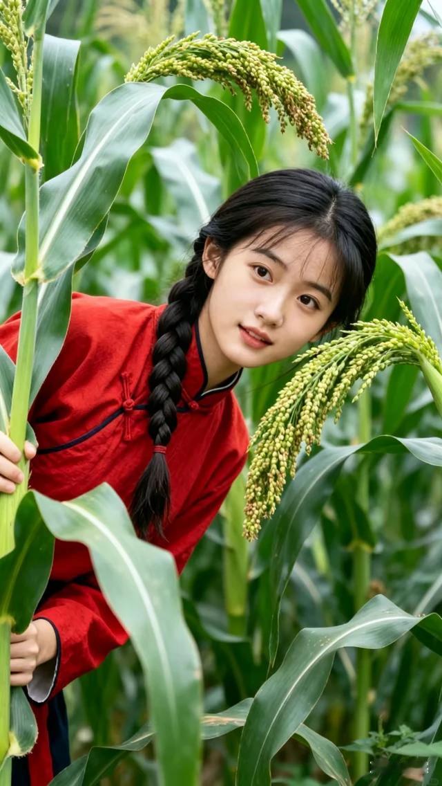 【乡女抒怀】作者/雨后彩虹乡间俏貌艳如花，盼遇良人有暖家。闲持屏幕舒