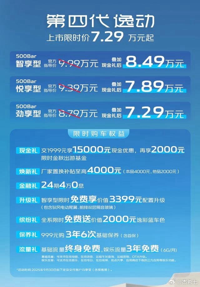新款长安逸动上市：7.29万起的“10万内家轿卷王”，藏着三重实用主义升级9月7