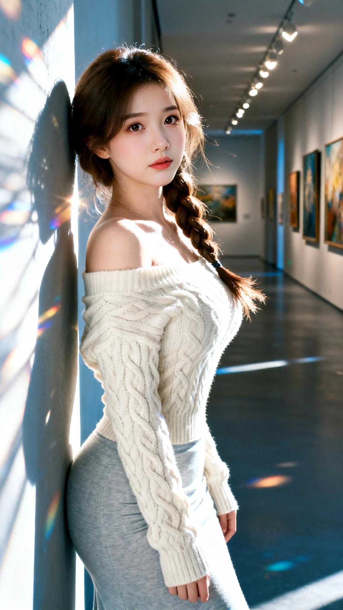 阳光洒进美术馆，少女在光影中绽放美丽