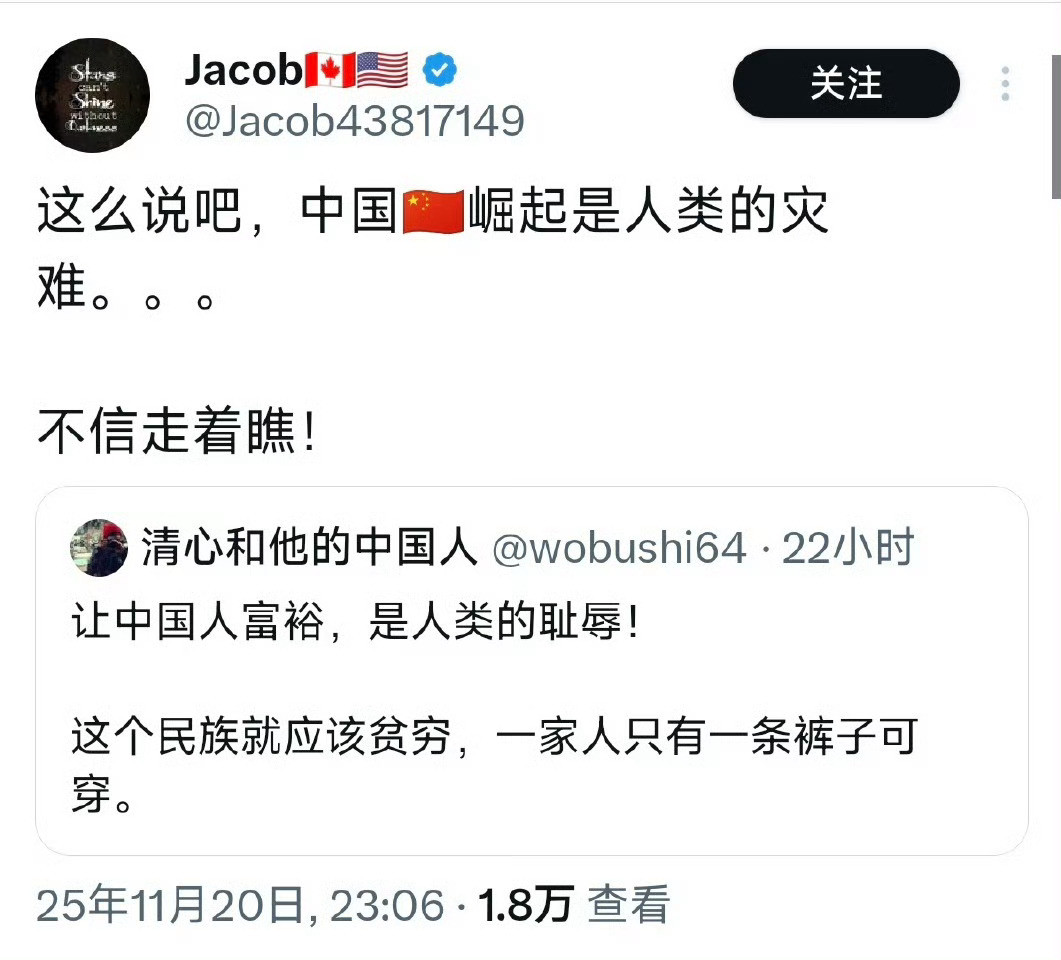 这是什么垃圾，中国崛起是全世界的福报，因为只有中国崛起世界才真的和平。