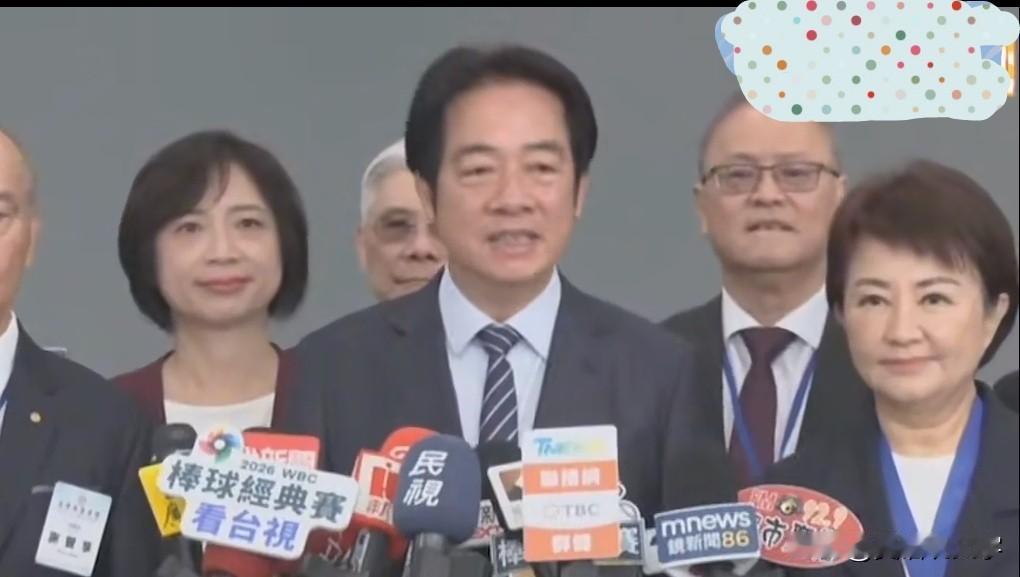 这张照片是今天赖桑兴致勃勃开记者会的镜头，其中有我们熟悉的人物卢秀燕市长。赖桑对