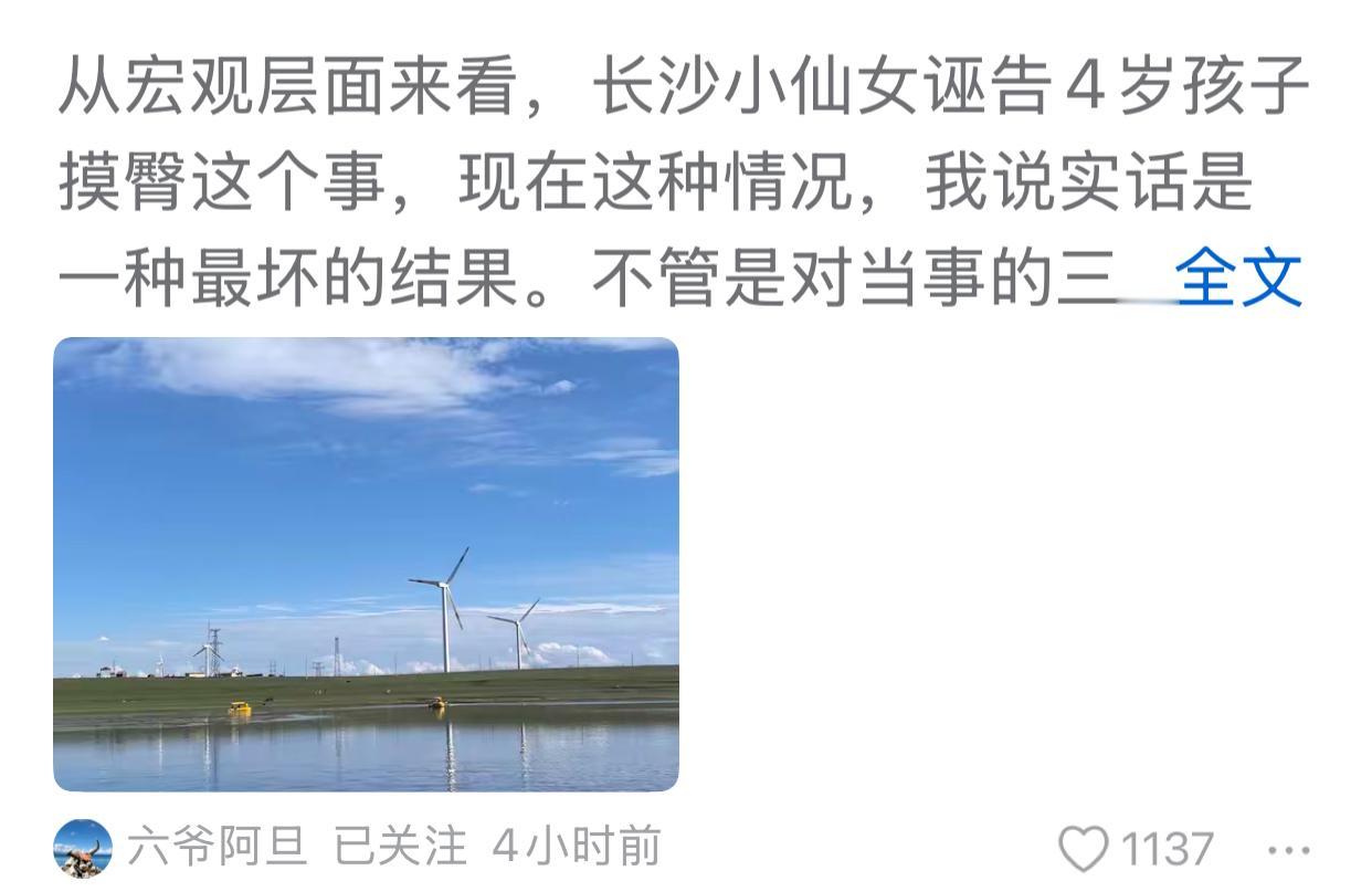六爷阿旦评论长沙一女子诬告4岁男童摸臀事件，说现在的局面是最坏的结果。六爷认