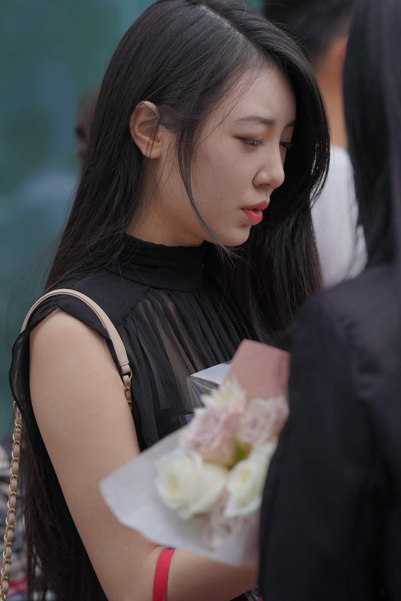 街拍印花长款连衣裙