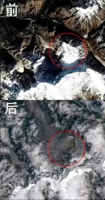 搬山移海！对比前后卫星图片，有博主发现，尼泊尔蓝塘里壤峰南侧山头崩塌，初始崩塌