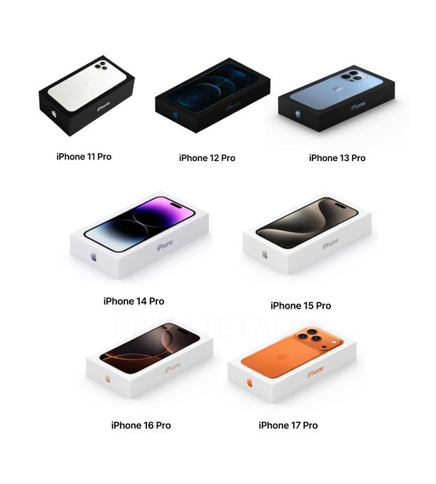 从iPhone11Pro到iPhone17Pro的包装盒，你喜欢黑