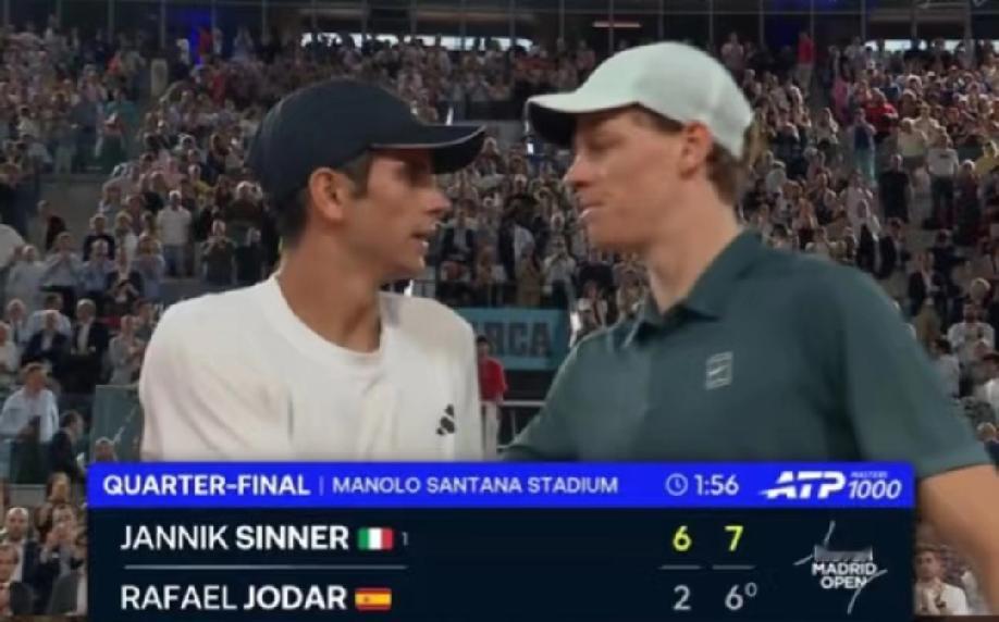 辛纳7:6、6:2轻松击败霍达尔，强势晋级到马德里四强，在豪取大师赛26连胜的同