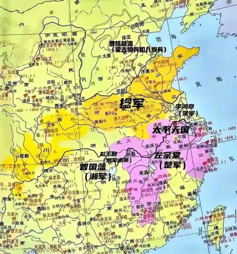 原来太平天国占领的土地仅有不到两个省，还以为占了快半个中国的，太平天国属实是被吹