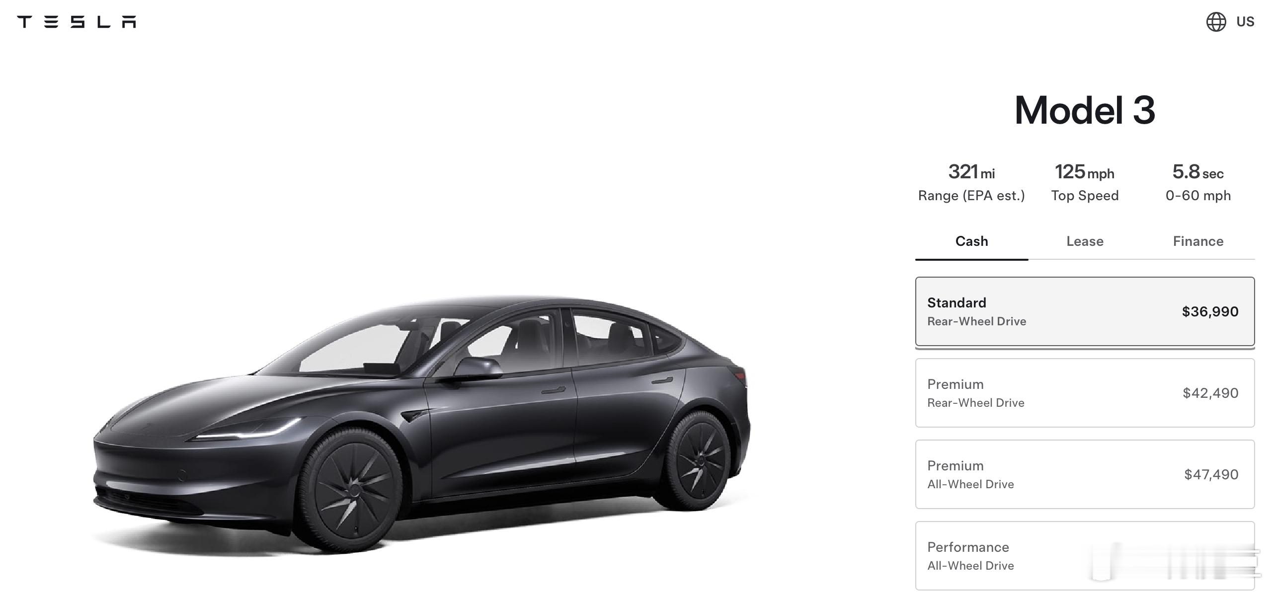 特斯拉美国上线的Model3/YStandard其实对应的就是特斯拉中国的M