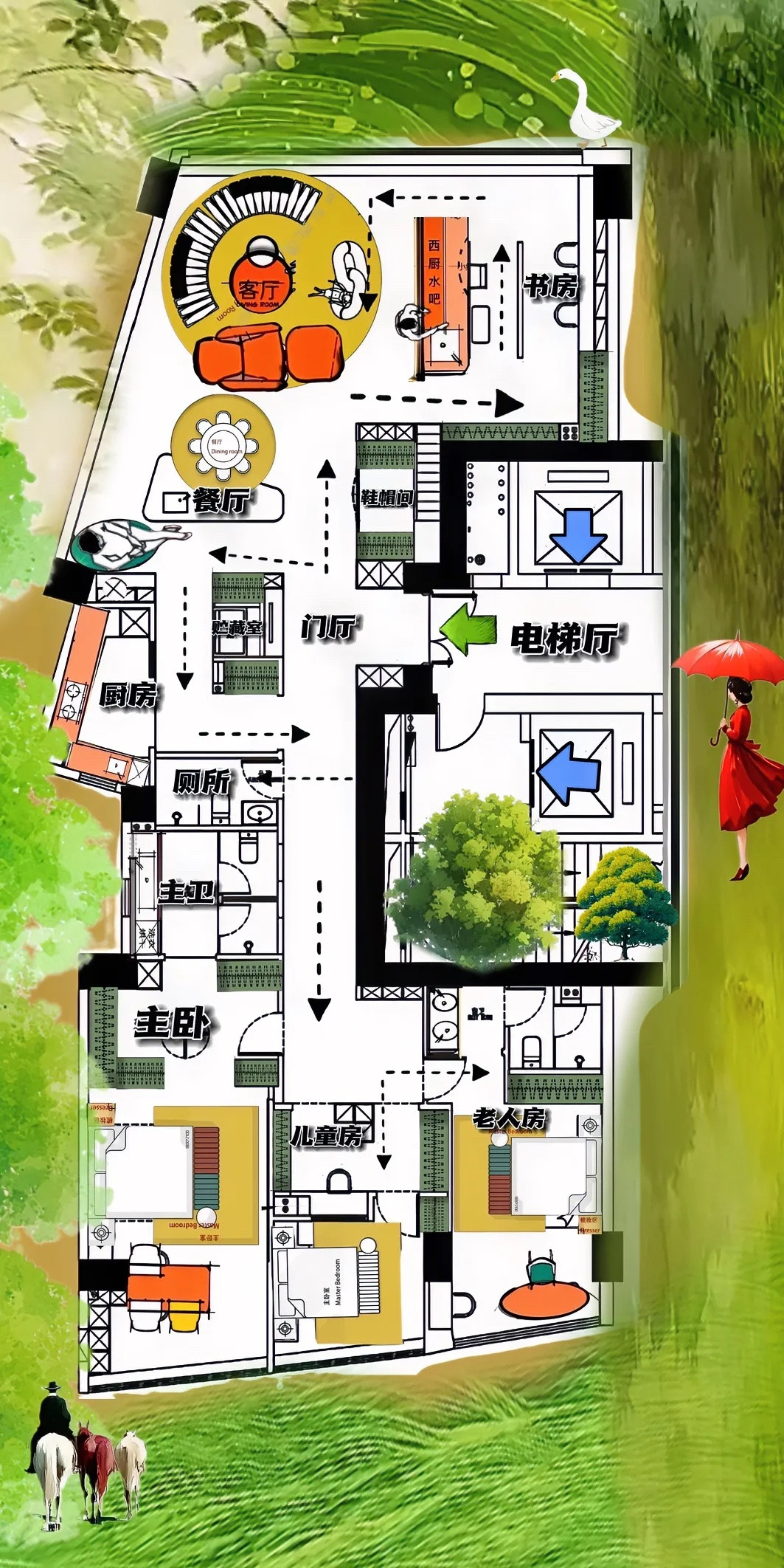 206㎡格局封神，动线不拖后腿，玄关是最佳收纳二人组，引光入画才是天籁之音！