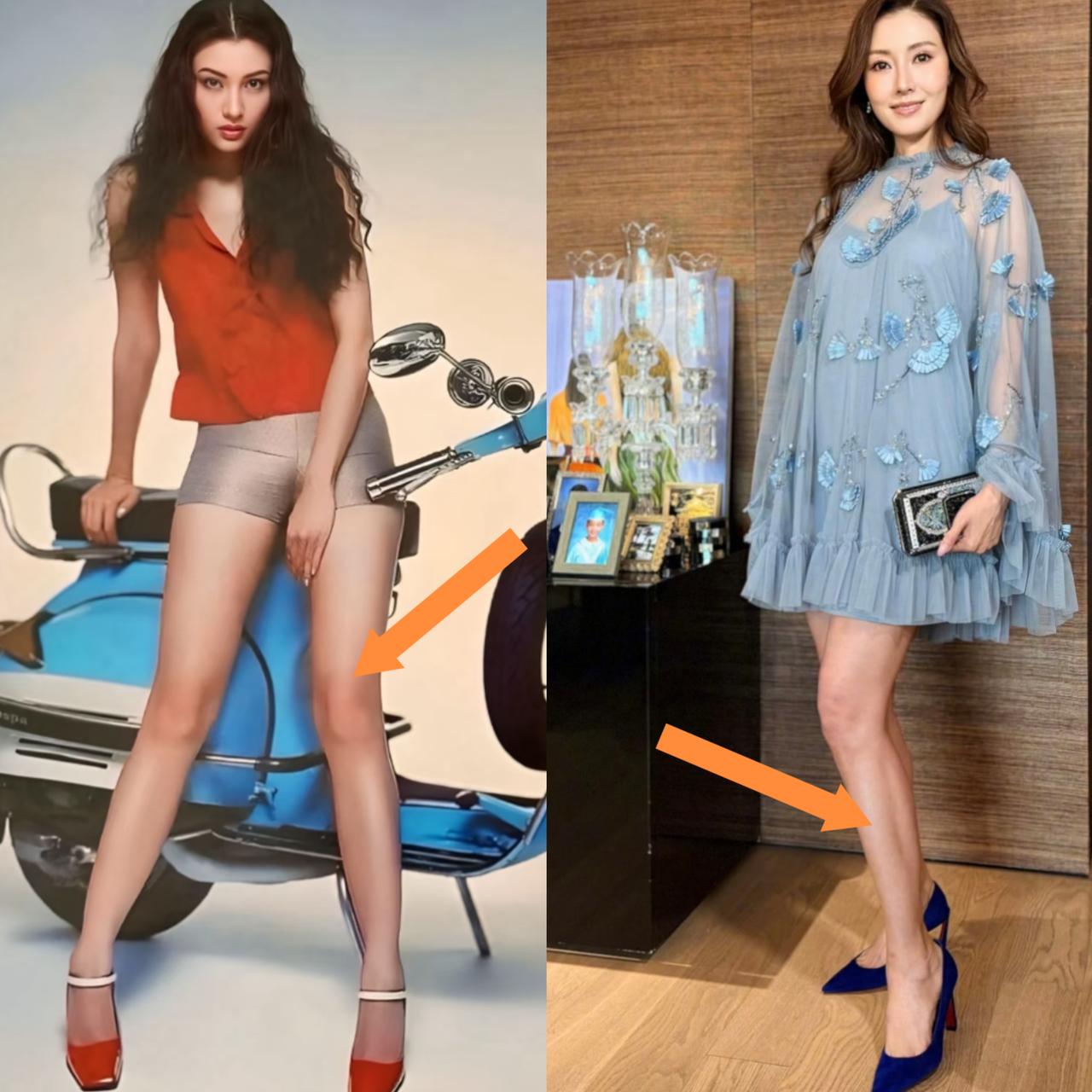 对比香港美女李嘉欣年轻时和中年后的照片，能明显看出她年轻时身形更圆润，反而是年纪