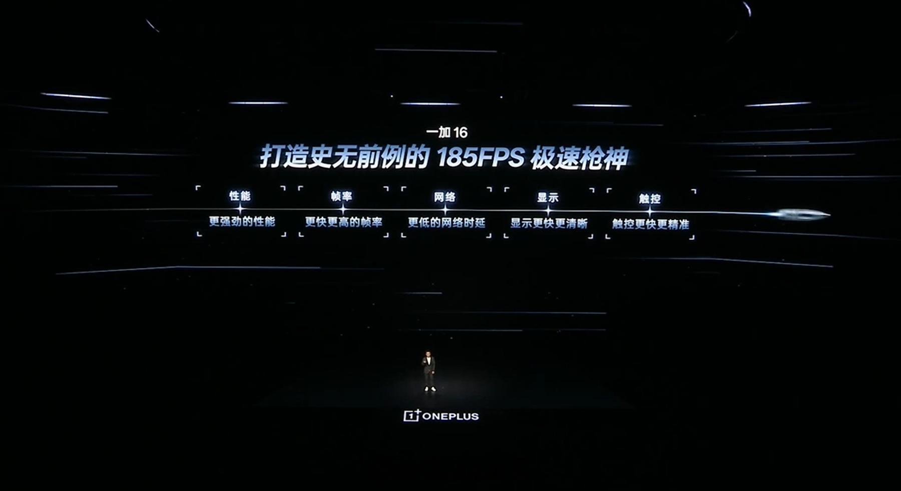 李杰表示，要把一加16打造成史无前例的185FPS极速枪神。搭载第六代骁
