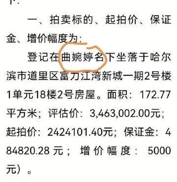 此前曲婉婷的房子被拍卖！曲婉婷试水复出被强烈抵制抵制曲婉婷不是无端苛责