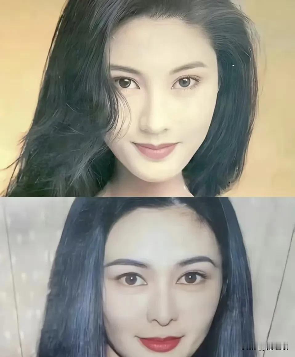 李嘉欣和关之琳同属顶级美人，但气质截然不同。李嘉欣偏冷艳、高智，带着一种“不好惹