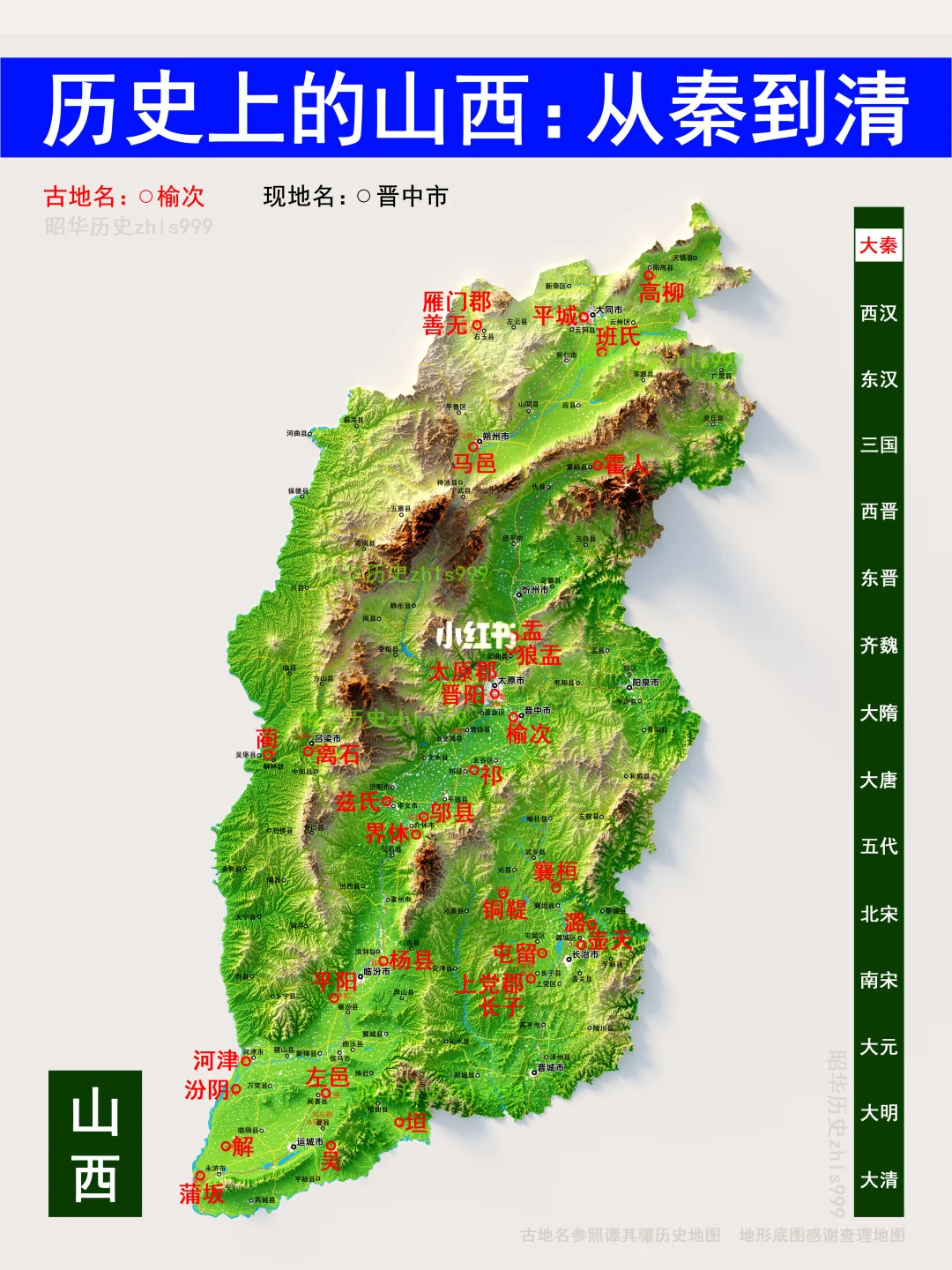 山西各朝代古今地名对照