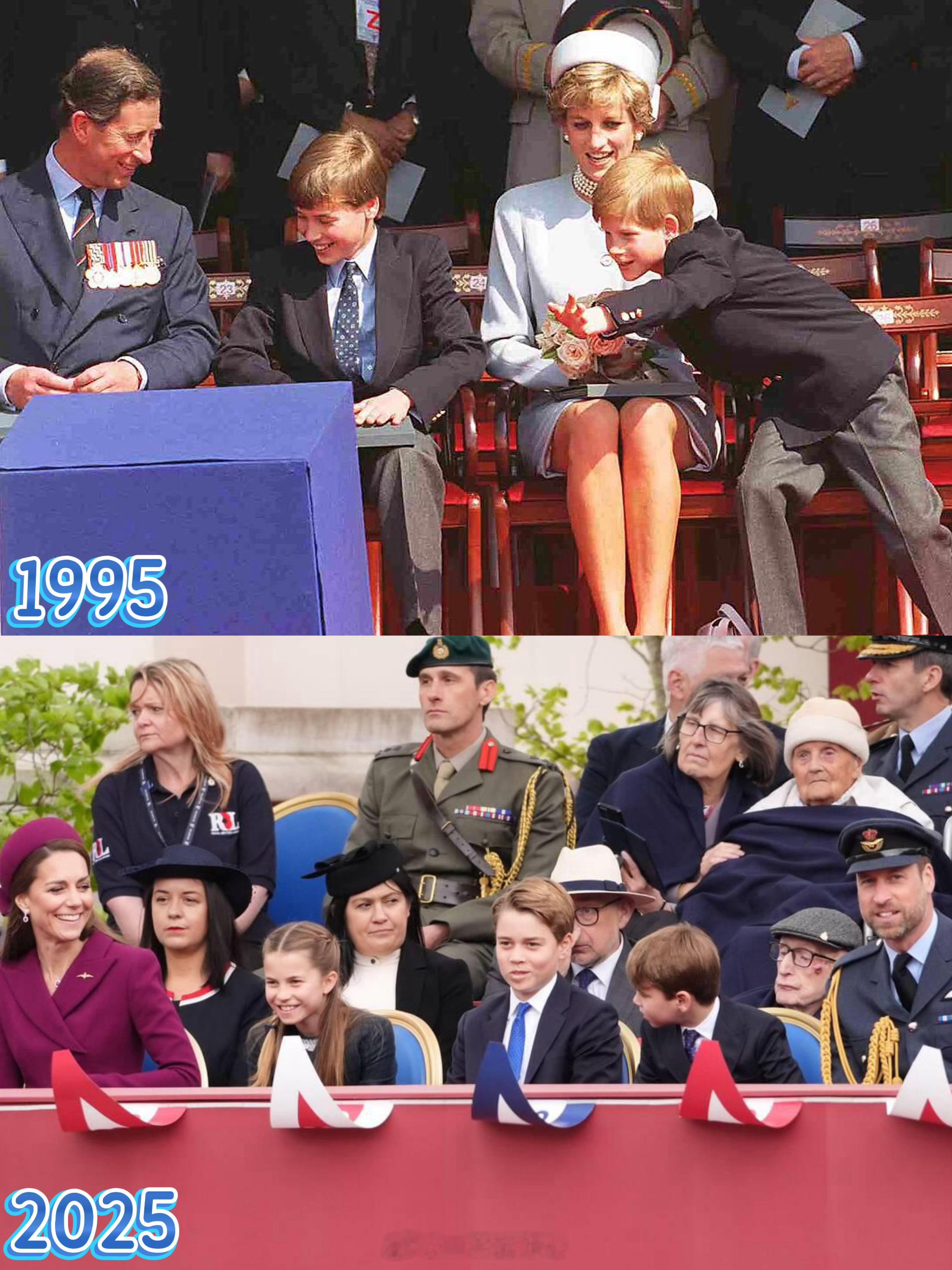 威廉王子1995➡️2025威廉王储第一次参加欧洲胜利日活动是199