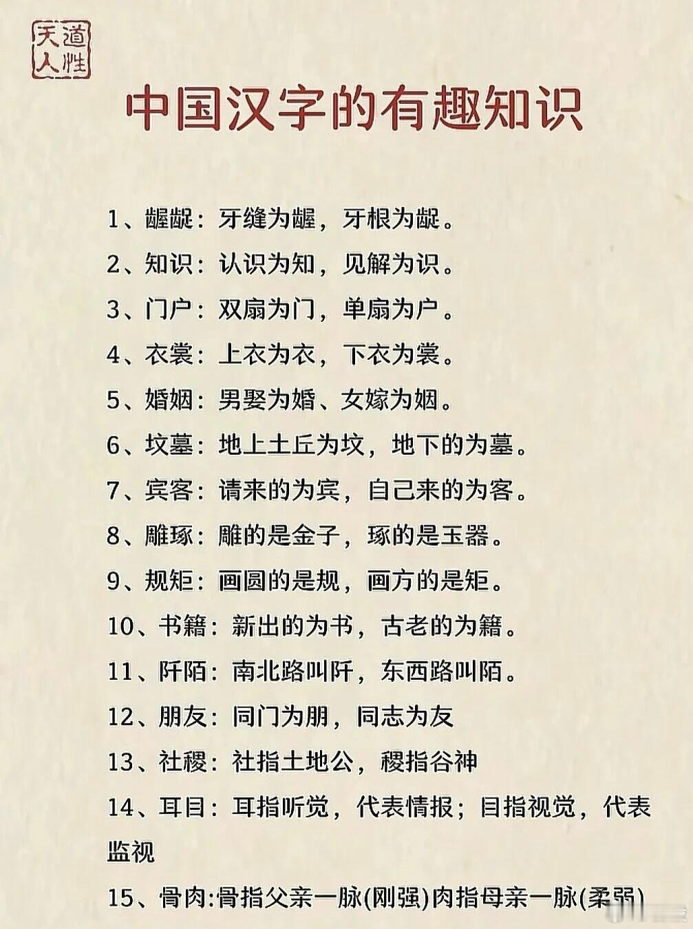 中國漢字的有趣知識​​​