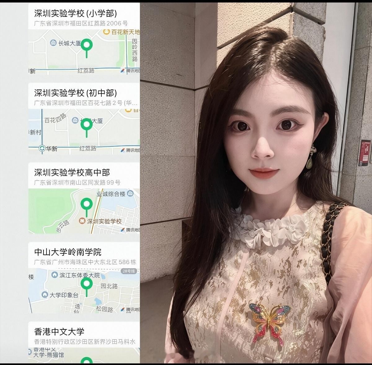 接上文，深二代的上学轨迹。她说当初差10分上北大，可惜了点，报的中山大学岭南学院