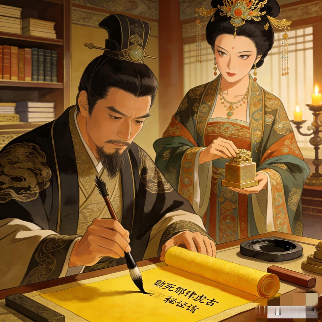 公元988年，辽国宰相韩德让正独自在帐内更衣。突然，萧太后慌张闯进帐内，众侍从平