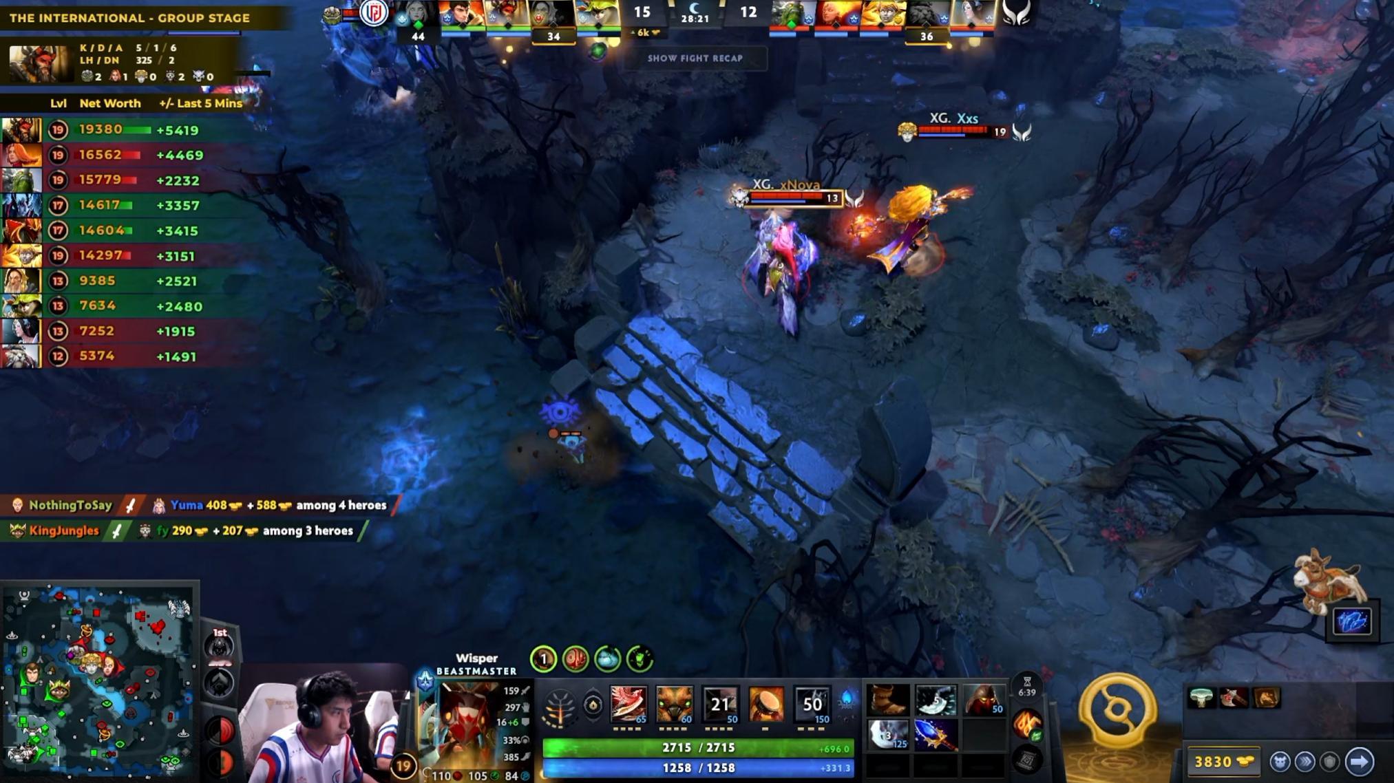DOTA2TI15瑞士轮1-2组XG对阵LGD战队BO3决胜局，经过47分钟，