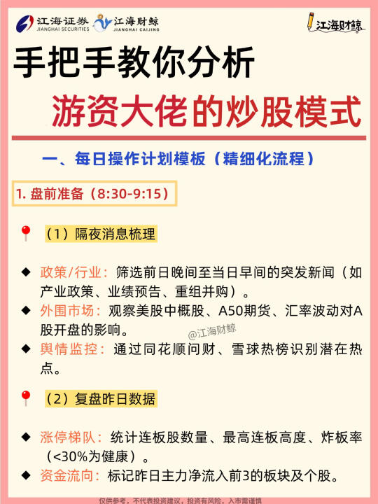 🔥一文学会【知名游资】的炒股模式