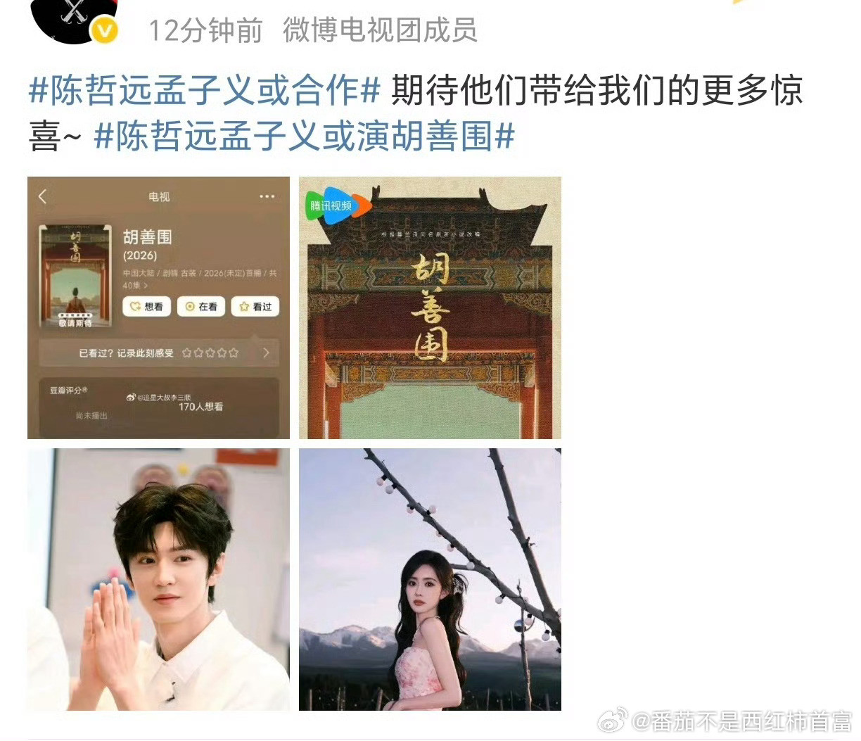 两个古偶🍉陈哲远孟子义《胡善围》迪丽热巴吴磊《将门毒后》一个比一个不可