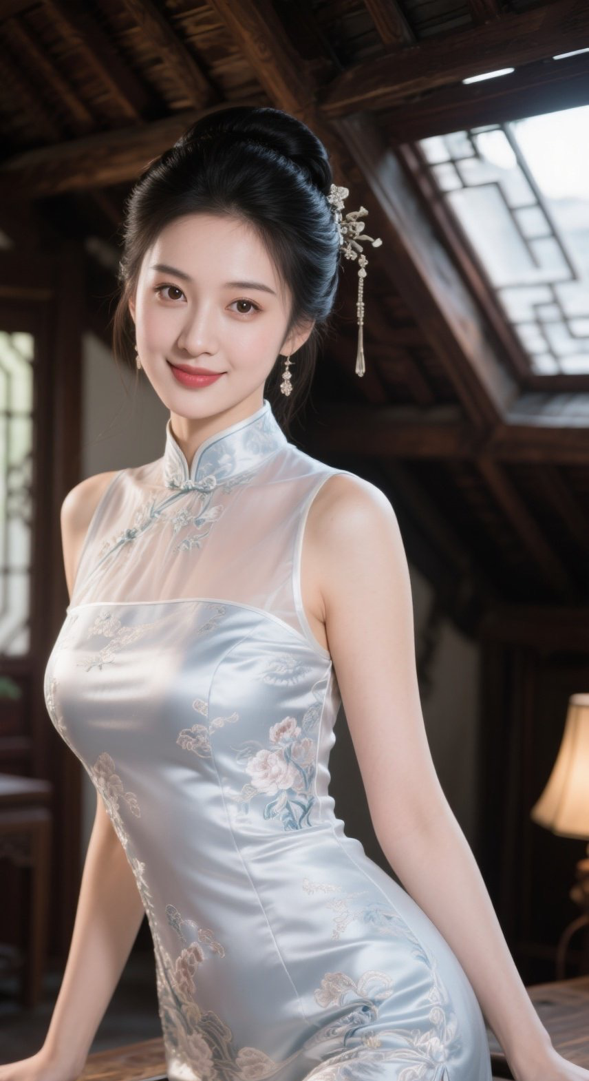 少妇婀娜旗袍摇曳，古典气质倾国倾城