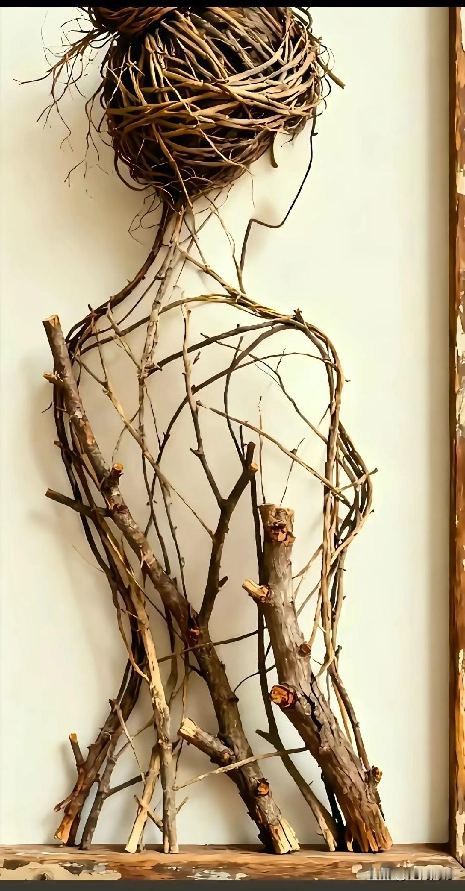 真没有想到，简简单单几个树枝子，经过这么一摆弄，竟然形成这样一幅极美的艺术造型，