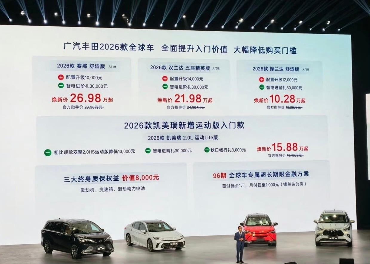 广汽丰田2026款车型价格来了！大家觉得这个价格怎么样？🙌豪华不分级别，塞